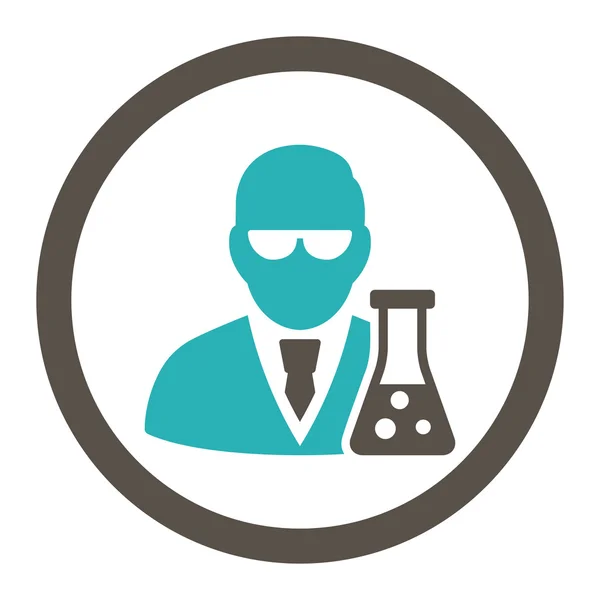 Scientist With Flask Rounded Raster Icon — Stock Photo, Image
