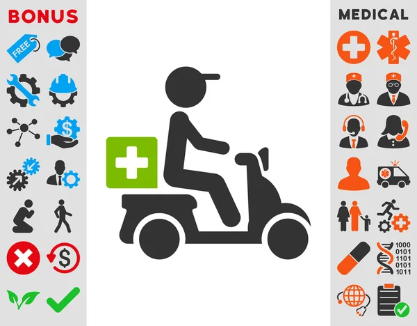 Drogas Ícone de entrega de moto —  Vetores de Stock