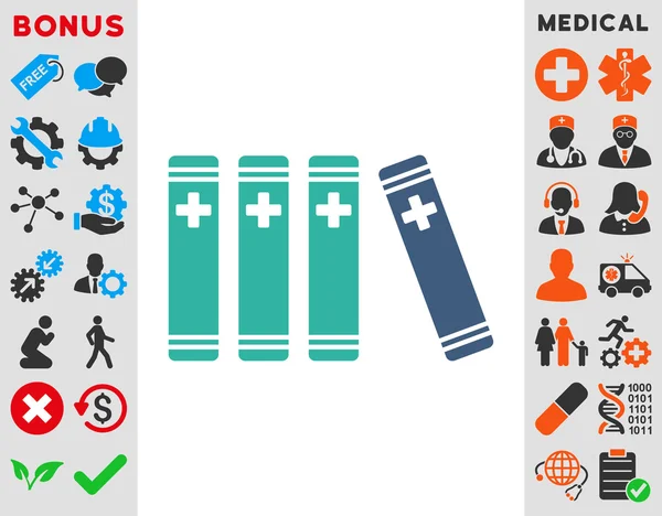 Medische boeken pictogram — Stockvector