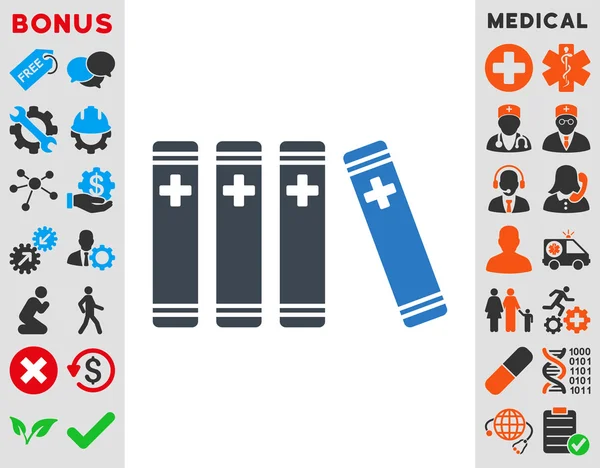 Medische boeken pictogram — Stockvector