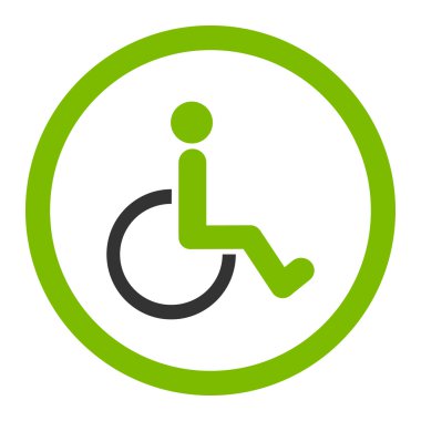 Engelli kişi yuvarlak vektör simgesi
