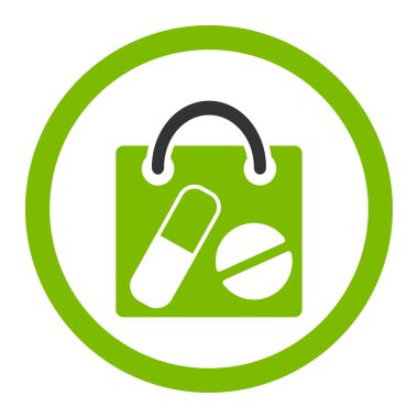 Uyuşturucu alışveriş çantası yuvarlak vektör simgesi