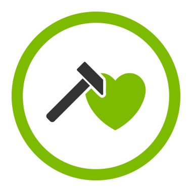 Kalp Hammer yuvarlak vektör simgesi