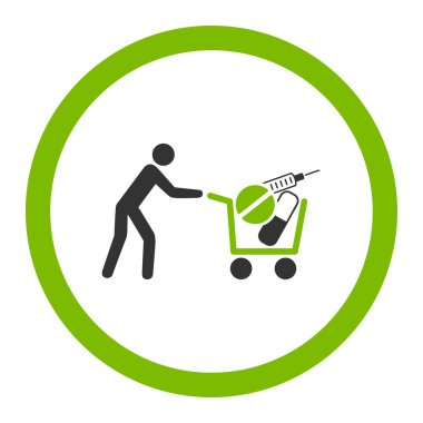 Tıbbi alışveriş yuvarlak vektör simgesi
