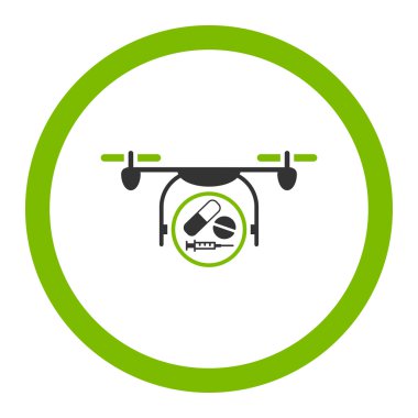 İlaç Quadcopter yuvarlak vektör simgesi