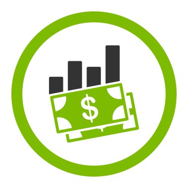 Satış çubuk grafiği yuvarlak vektör simgesi