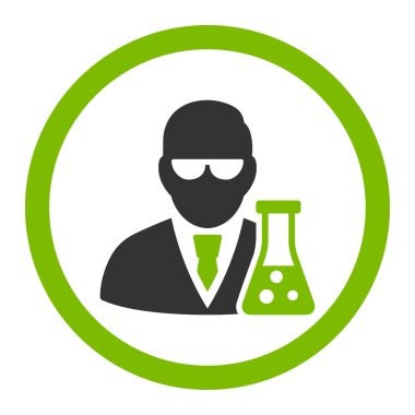 Flask yuvarlak vektör simgesi olan bilim adamı