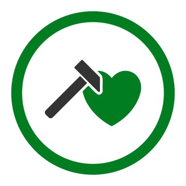 Kalp Hammer yuvarlak vektör simgesi