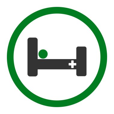 Hastane yatak yuvarlak vektör simgesi