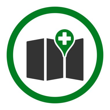 Tıbbi harita yuvarlak vektör simgesi