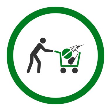 Tıbbi alışveriş yuvarlak vektör simgesi