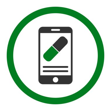İlaç Online bilgi yuvarlak vektör simgesi