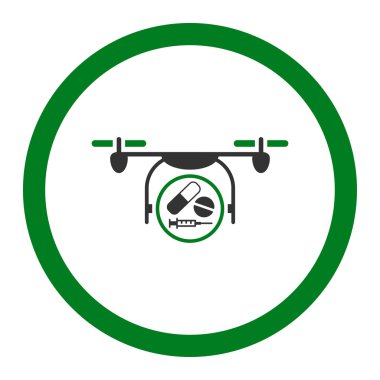 İlaç Quadcopter yuvarlak vektör simgesi