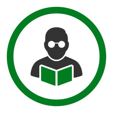 Öğrenci kitap yuvarlak vektör simgesi okuma