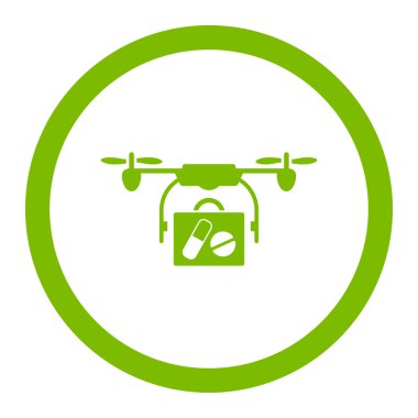 Tıbbi dron sevk irsaliyesi yuvarlak vektör simgesi
