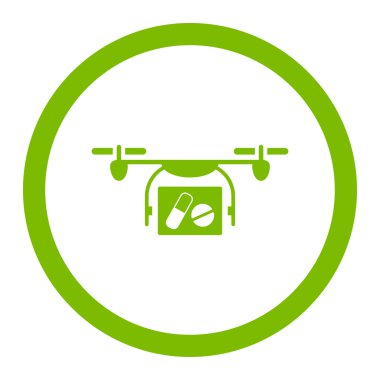 Tıbbi Quadcopter yuvarlak vektör simgesi