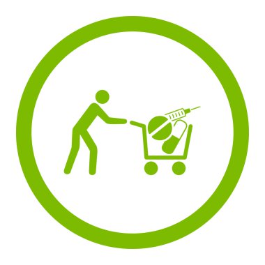 Tıbbi alışveriş yuvarlak vektör simgesi