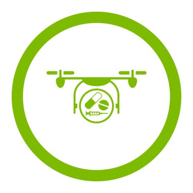 İlaç Quadcopter yuvarlak vektör simgesi