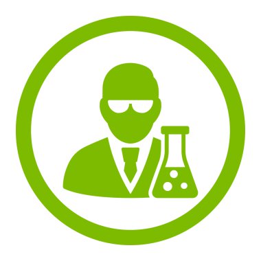 Flask yuvarlak vektör simgesi olan bilim adamı