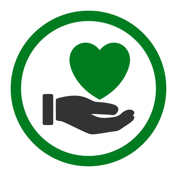 Srdce Charity zaoblené vektorové ikony — Stockový vektor