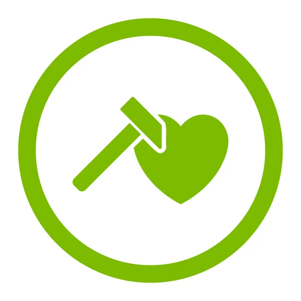 Heart Hammer Rounded Vector Icon — Stock Vector