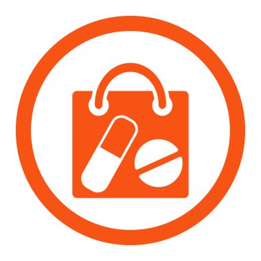 Uyuşturucu alışveriş çantası yuvarlak vektör simgesi