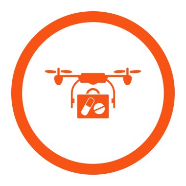 Tıbbi dron sevk irsaliyesi yuvarlak vektör simgesi