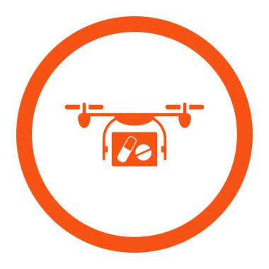 Tıbbi Quadcopter yuvarlak vektör simgesi