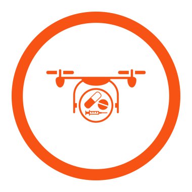 İlaç Quadcopter yuvarlak vektör simgesi