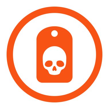 Kafatası etiket yuvarlak vektör simgesi