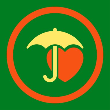 Kalp koruma yuvarlak vektör simgesi