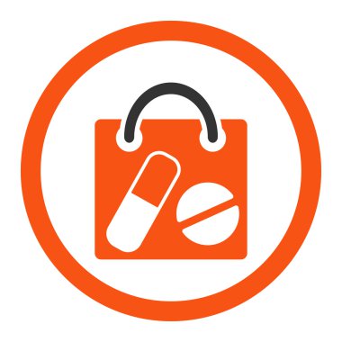 Uyuşturucu alışveriş çantası yuvarlak vektör simgesi