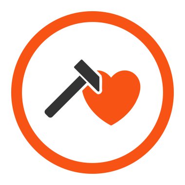 Kalp Hammer yuvarlak vektör simgesi