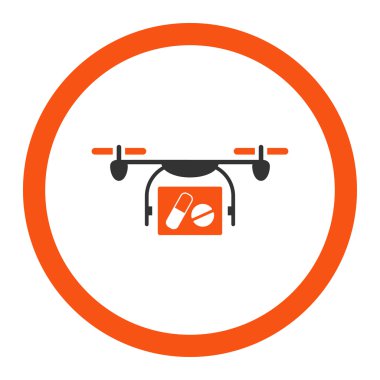 Tıbbi Quadcopter yuvarlak vektör simgesi
