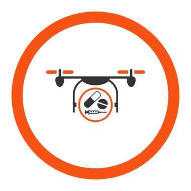 İlaç Quadcopter yuvarlak vektör simgesi