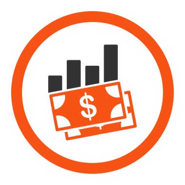 Satış çubuk grafiği yuvarlak vektör simgesi