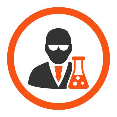 Flask yuvarlak vektör simgesi olan bilim adamı