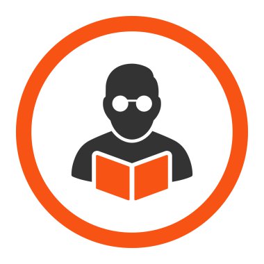 Öğrenci kitap yuvarlak vektör simgesi okuma