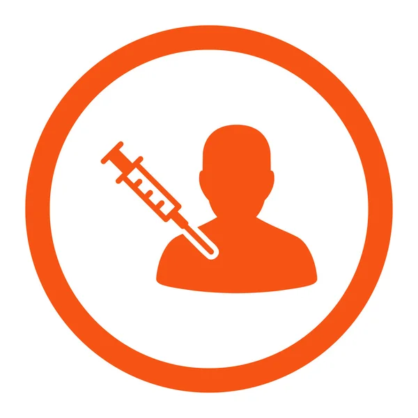 Vacunación del paciente redondeado Vector icono — Vector de stock