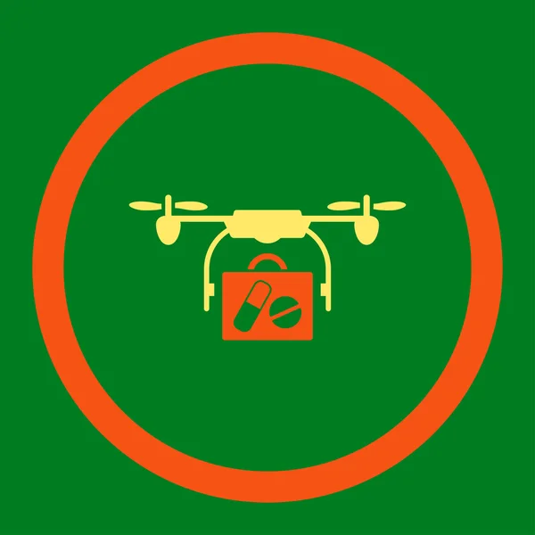 Icona vettoriale arrotondata spedizione drone medico — Vettoriale Stock