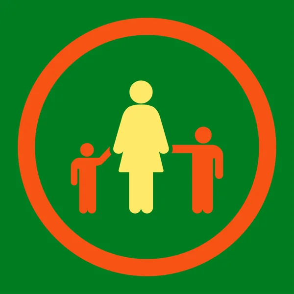 Mother And Children Rounded Vector Icon — Stock Vector