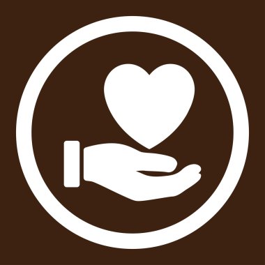 Kalp sadaka yuvarlak vektör simgesi