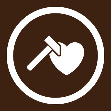 Kalp Hammer yuvarlak vektör simgesi