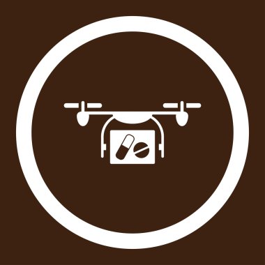 Tıbbi Quadcopter yuvarlak vektör simgesi