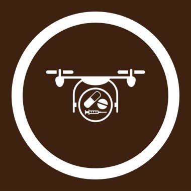 İlaç Quadcopter yuvarlak vektör simgesi
