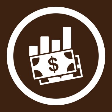 Satış çubuk grafiği yuvarlak vektör simgesi