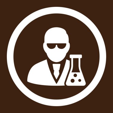 Flask yuvarlak vektör simgesi olan bilim adamı