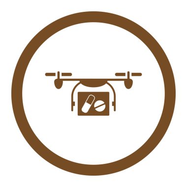 Tıbbi Quadcopter yuvarlak vektör simgesi
