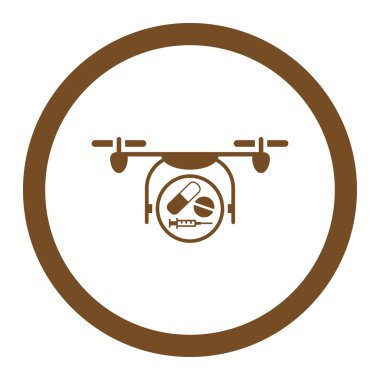 İlaç Quadcopter yuvarlak vektör simgesi