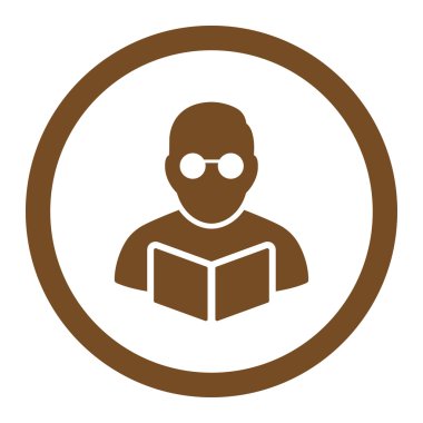 Öğrenci kitap yuvarlak vektör simgesi okuma